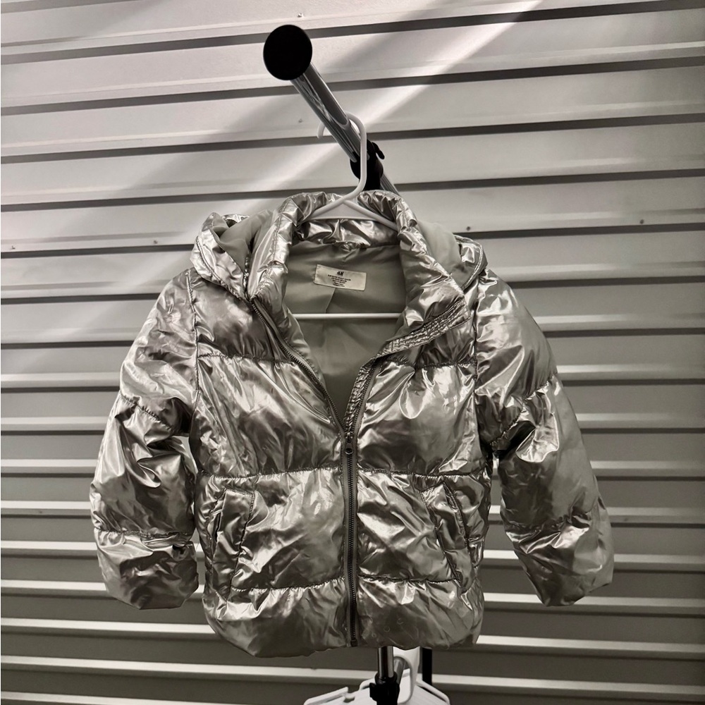 H&M Shiny Silver Kids Puffer Jacket